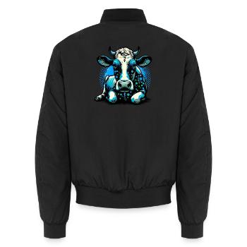 Cow - Unisex Bomber Jacket - black - Back - AI Model Male 185 light (185cm)