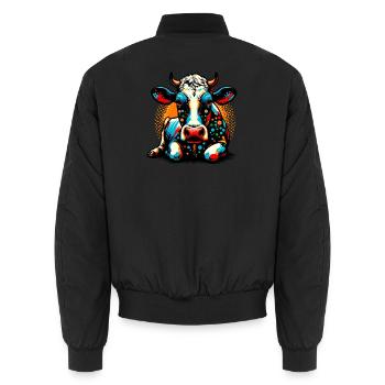 Kuh - Unisex Bomberjacke - Schwarz - Hinten - AI Model Male 185 light (185cm)