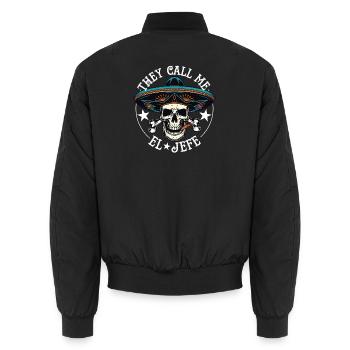 They call me - Unisex Bomber Jacket - black - Back - AI Model Male 185 light (185cm)
