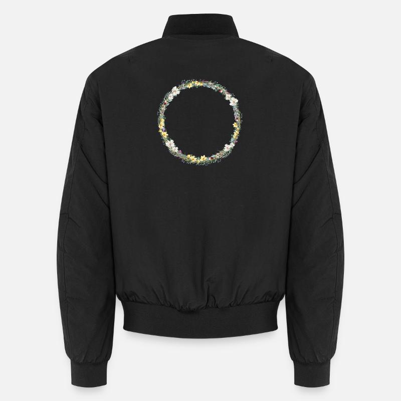 Blumen Kranz, personalisierbar - Unisex Bomberjacke - Schwarz