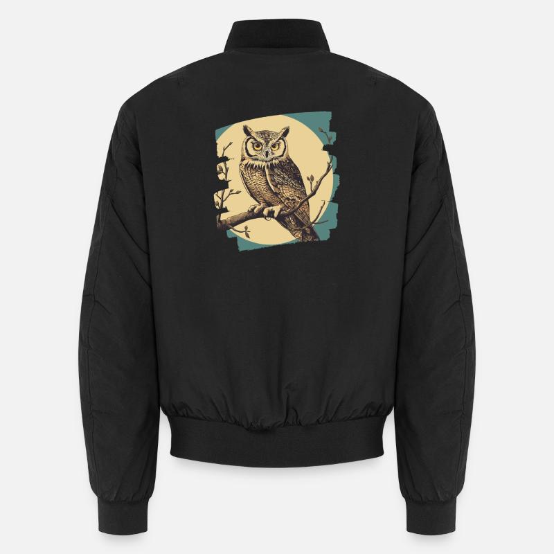 Owl Retro - Unisex Bomber Jacket - black