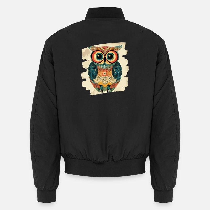 Owl - Unisex Bomber Jacket - black