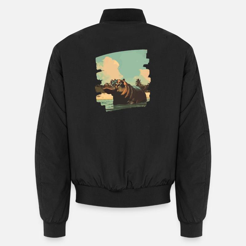 Nilpferd Retro - Unisex Bomberjacke - Schwarz