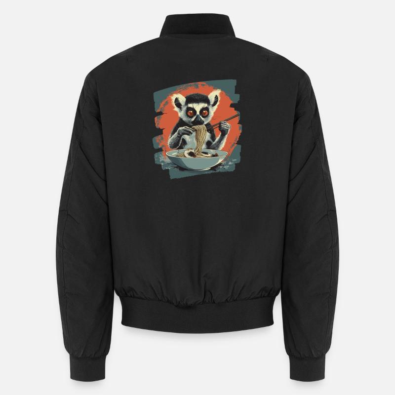 Lemur Ramen Rétro - Bomber unisexe - noir