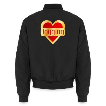 RUNNING JOGGING HEART - Unisex Bomber Jacket - black - Back - AI Model Male 185 light (185cm)