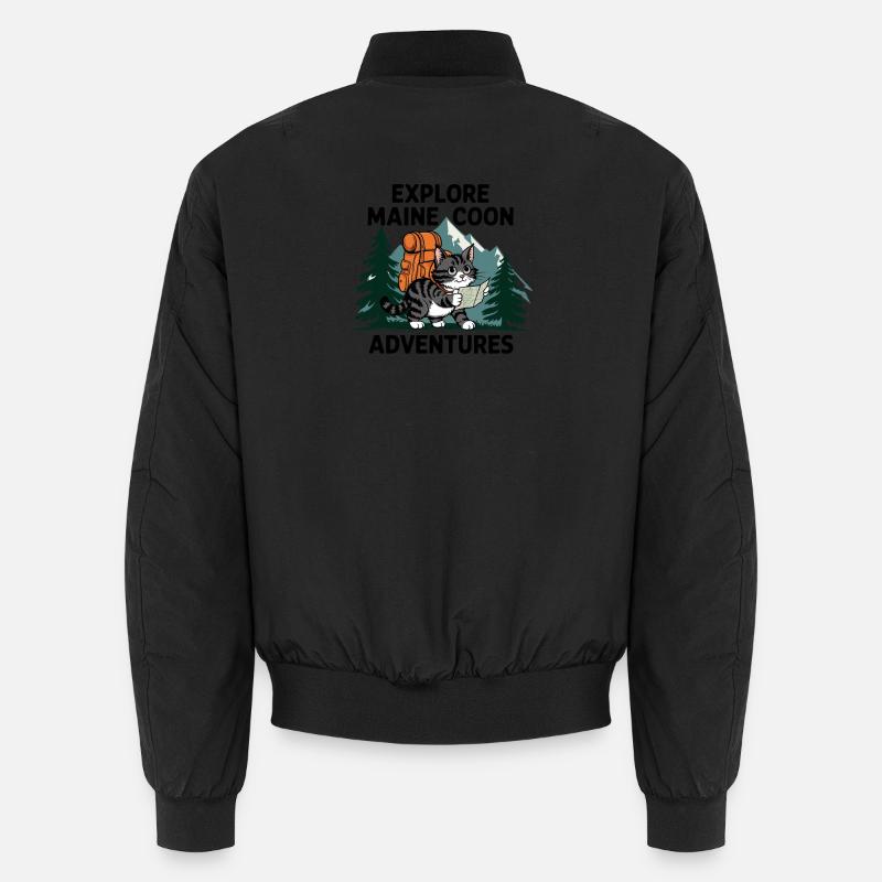 Explorer Maine Coon Adventure Print Unisex Bomber Jacket