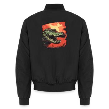 Crocodile - Unisex Bomber Jacket - black - Back - AI Model Male 185 light (185cm)