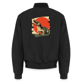 Crocodile - Unisex Bomber Jacket - black - Back - AI Model Male 185 light (185cm)