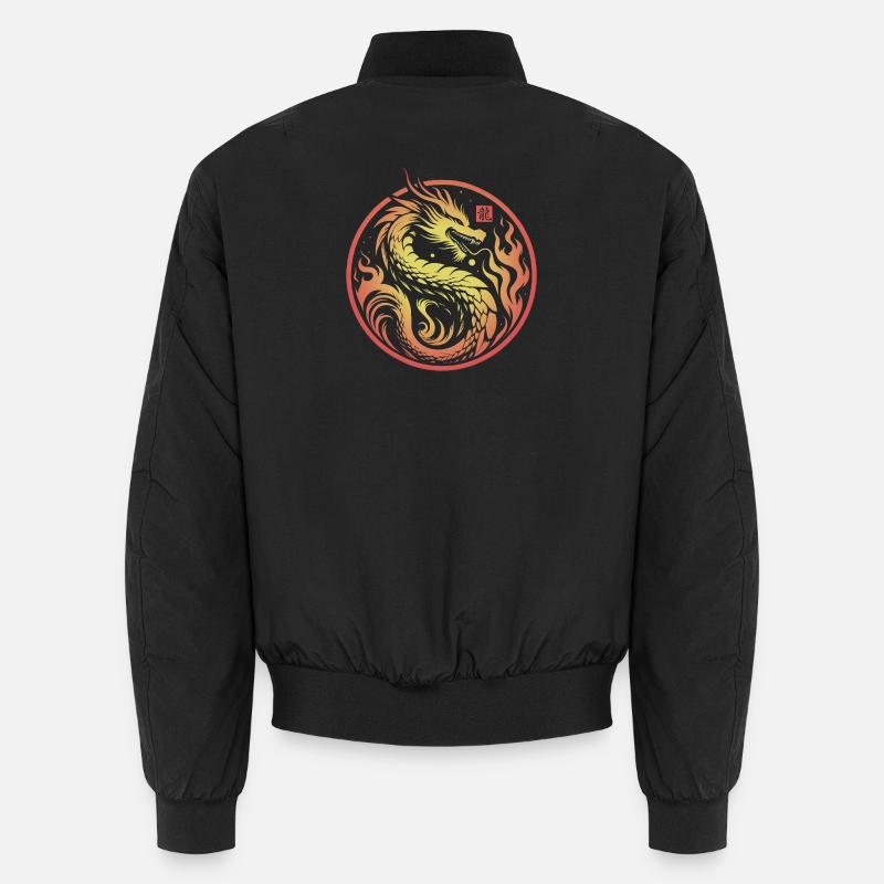 dragon feu cercle jaune rouge Bomber unisexe