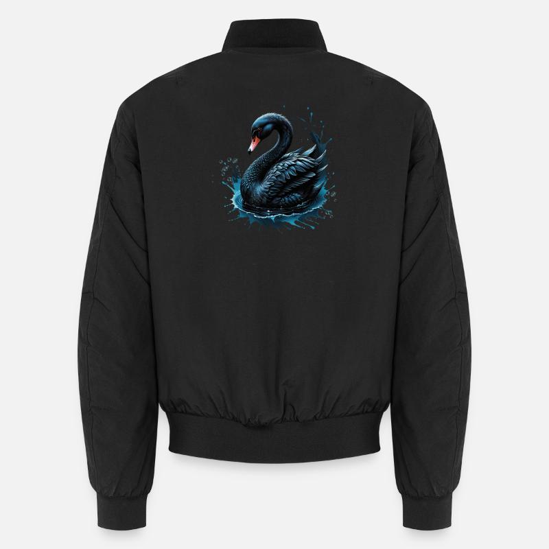 Eleganz in Bewegung, der schwarze Schwan, Unisex Bomberjacke