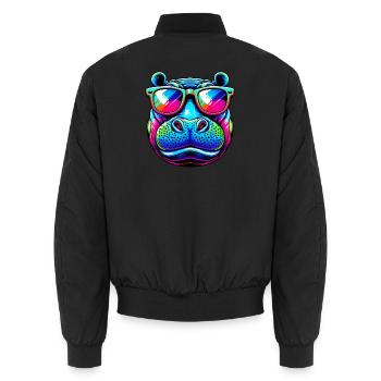 Nilpferd - Unisex Bomberjacke - Schwarz - Hinten - AI Model Male 185 light (185cm)