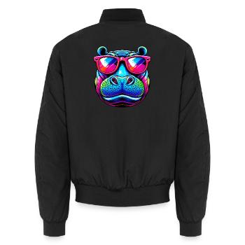 Nilpferd - Unisex Bomberjacke - Schwarz - Hinten - AI Model Male 185 light (185cm)