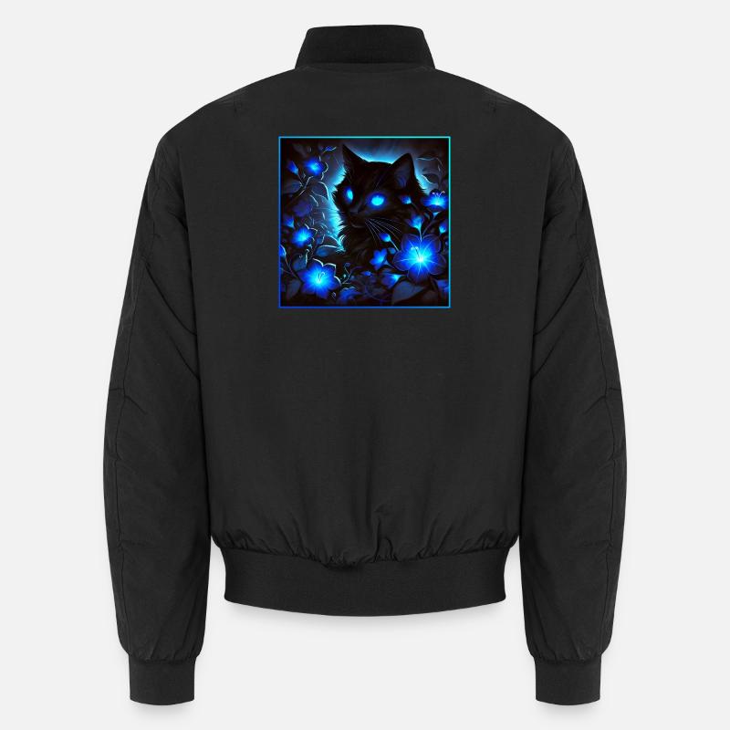 A shimmering glowing little black cat Unisex Bomber Jacket