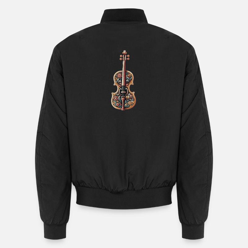 Kunstvolle Violine mit Blumenmuster Unisex Bomberjacke