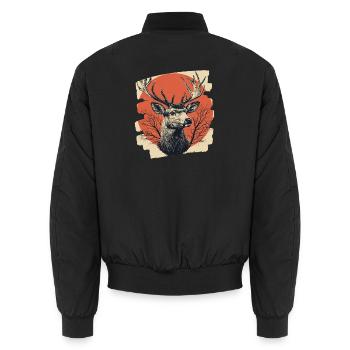 Hirsch mit Geweih - Unisex Bomberjacke - Schwarz - Hinten - AI Model Male 185 light (185cm)