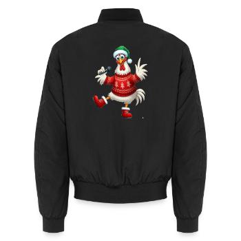 Urlaub Singende Henne Pullover - Unisex Bomberjacke - Schwarz - Hinten - AI Model Male 185 light (185cm)