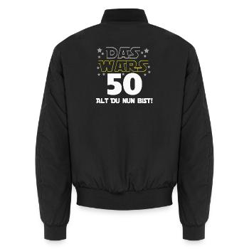50. Geburtstag , Alt Du nun bist (25) - Unisex Bomberjacke - Schwarz - Hinten - AI Model Male 185 light (185cm)