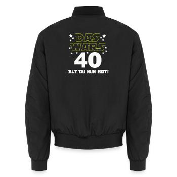 40. Geburtstag , Geburtstagsgeschenk Das wars (25) - Unisex Bomberjacke - Schwarz - Hinten - AI Model Male 185 light (185cm)