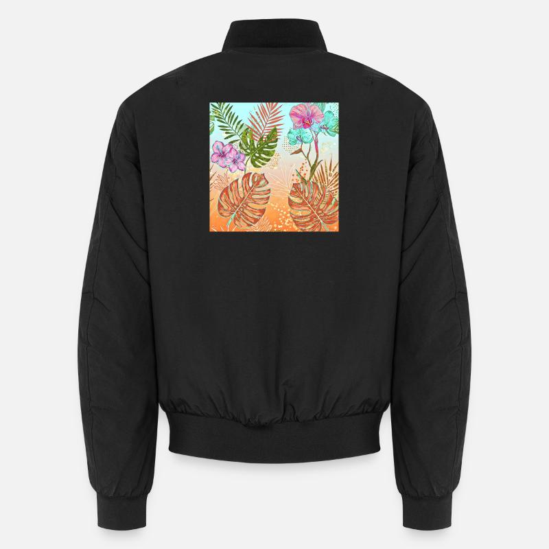Monstera Tropical Flowers and Leaves Pattern Unisex Bomber Jacket