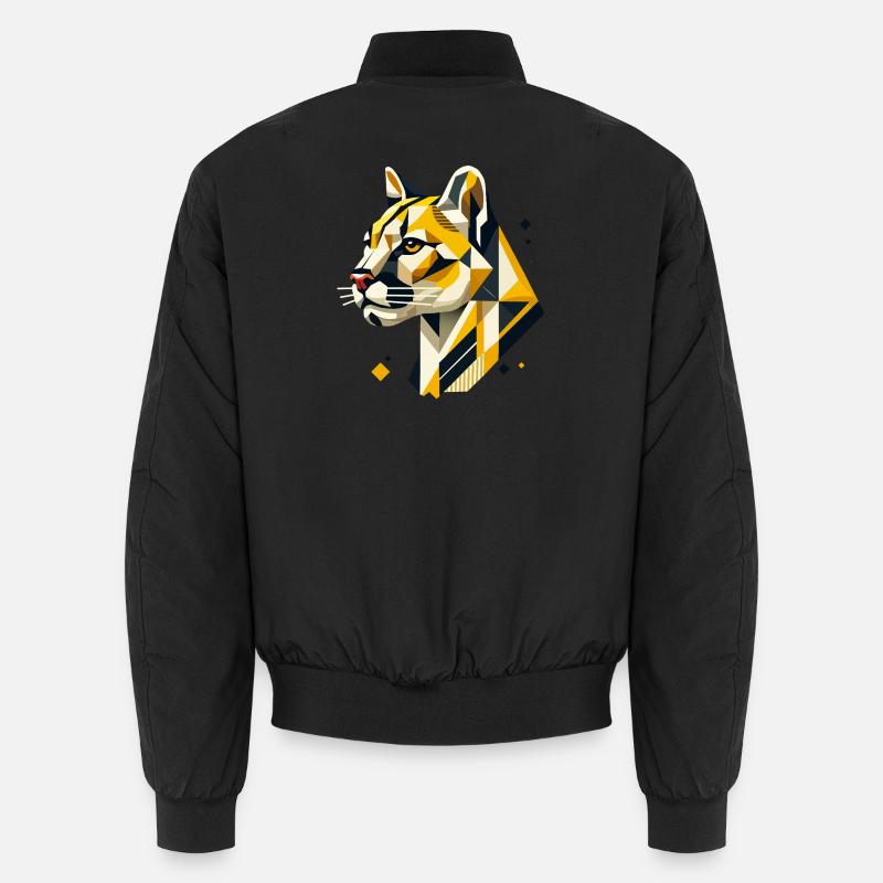 Geometric Strength – The Elegant Big Cat Head Unisex Bomber Jacket