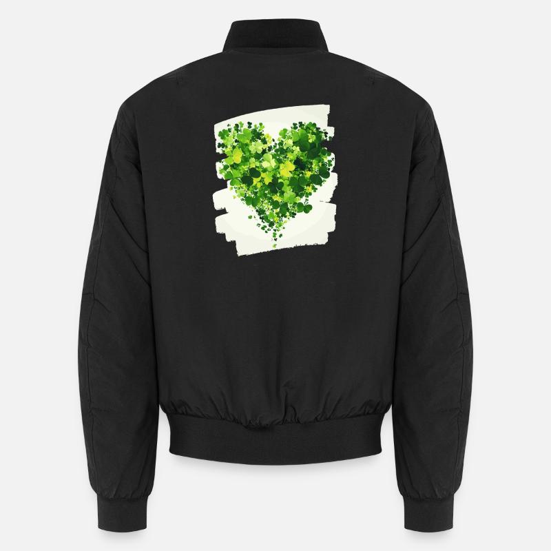 St. Patricks day Kleeblatt Herz Unisex Bomberjacke
