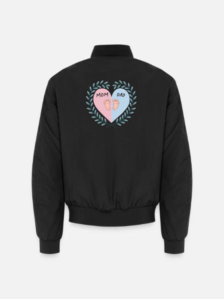 Coeur de maman et papa avec de jolis pieds de bébé - Bomber unisexe - noir