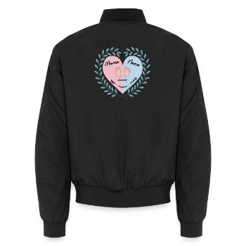 Herz-Baby-Füße-Design, Russische Familie - Unisex Bomberjacke - Schwarz - Hinten - AI Model Male 185 light (185cm)