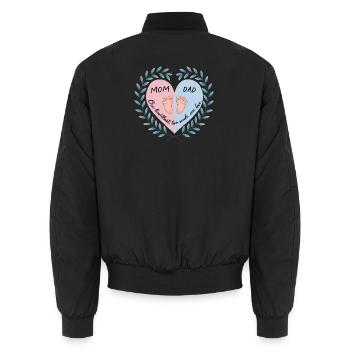 Maman, papa et bébé Coeur Design - Bomber unisexe - noir - Dos - AI Model Male 185 light (185cm)