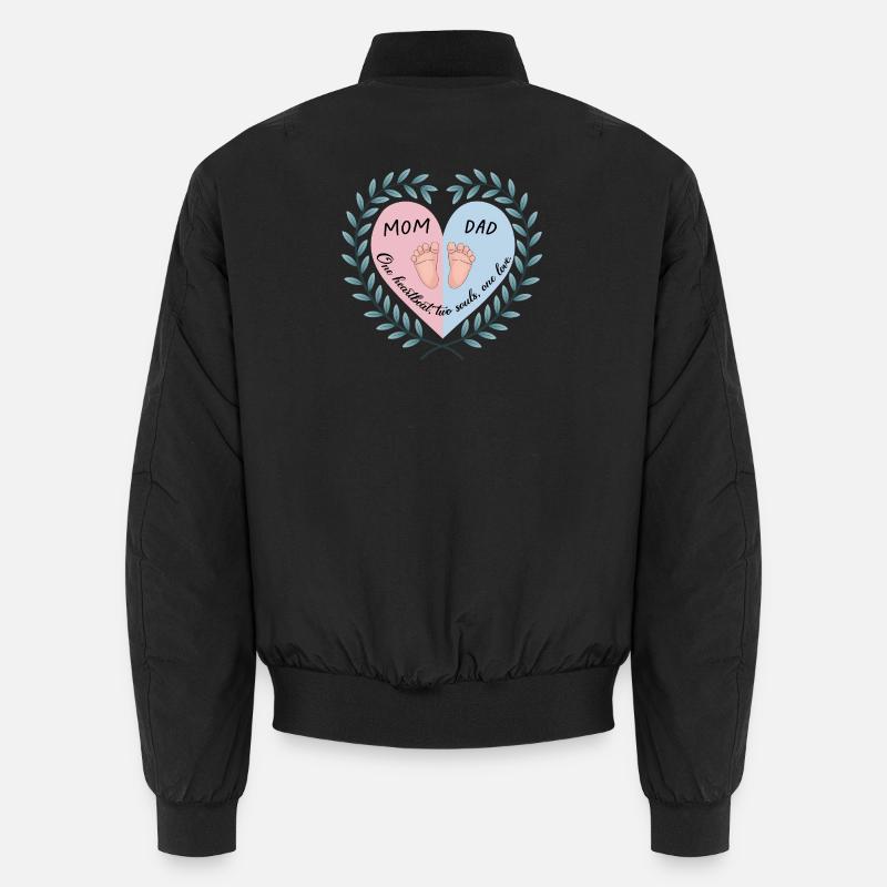 Maman, papa et bébé Coeur Design - Bomber unisexe - noir