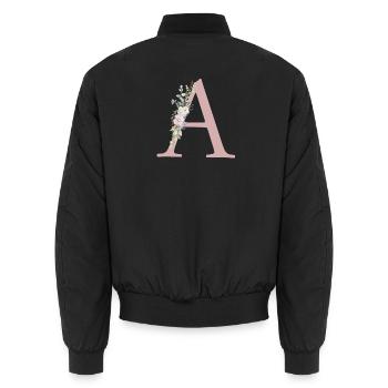 A Monogramm, Floral, personalisierbar - Unisex Bomberjacke - Schwarz - Hinten - AI Model Male 185 light (185cm)