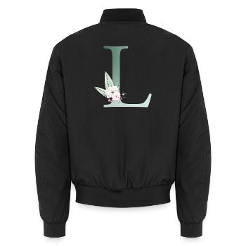 L Monogramm, Floral, personalisierbar - Unisex Bomberjacke - Schwarz - Hinten - AI Model Male 185 light (185cm)