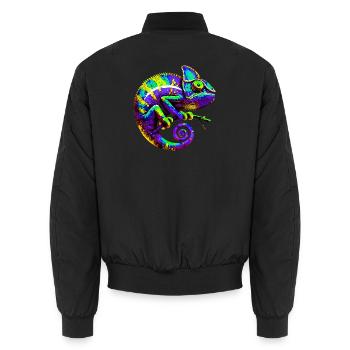 Chamäleon - Unisex Bomberjacke - Schwarz - Hinten - AI Model Male 185 light (185cm)