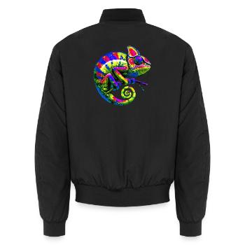 Chamäleon - Unisex Bomberjacke - Schwarz - Hinten - AI Model Male 185 light (185cm)