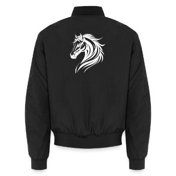 Modern stylized horse portrait - Unisex Bomber Jacket - black - Back - AI Model Male 185 light (185cm)