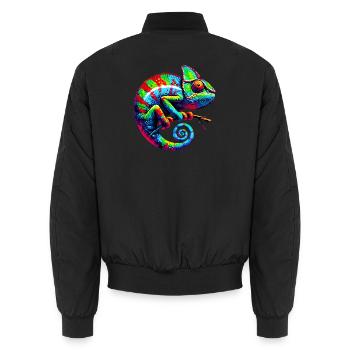 Chamäleon - Unisex Bomberjacke - Schwarz - Hinten - AI Model Male 185 light (185cm)