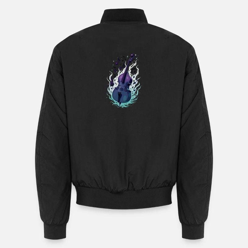 Double bass in flames with musical notes Unisex Bomber Jacket