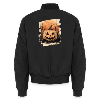 Halloween Kürbis - Unisex Bomberjacke - Schwarz - Hinten - AI Model Male 185 light (185cm)