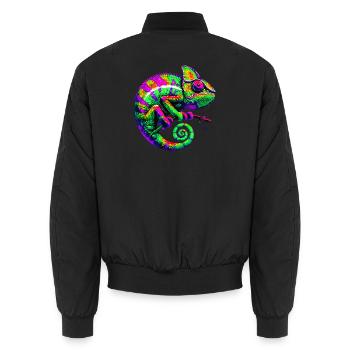 Chamäleon - Unisex Bomberjacke - Schwarz - Hinten - AI Model Male 185 light (185cm)