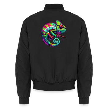 Chamäleon - Unisex Bomberjacke - Schwarz - Hinten - AI Model Male 185 light (185cm)