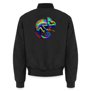 Chamäleon - Unisex Bomberjacke - Schwarz - Hinten - AI Model Male 185 light (185cm)