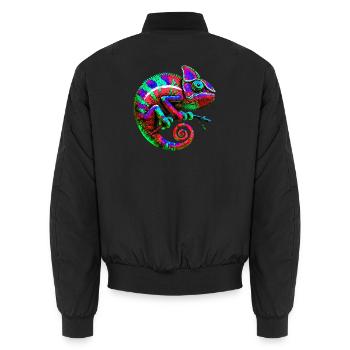 Chamäleon - Unisex Bomberjacke - Schwarz - Hinten - AI Model Male 185 light (185cm)