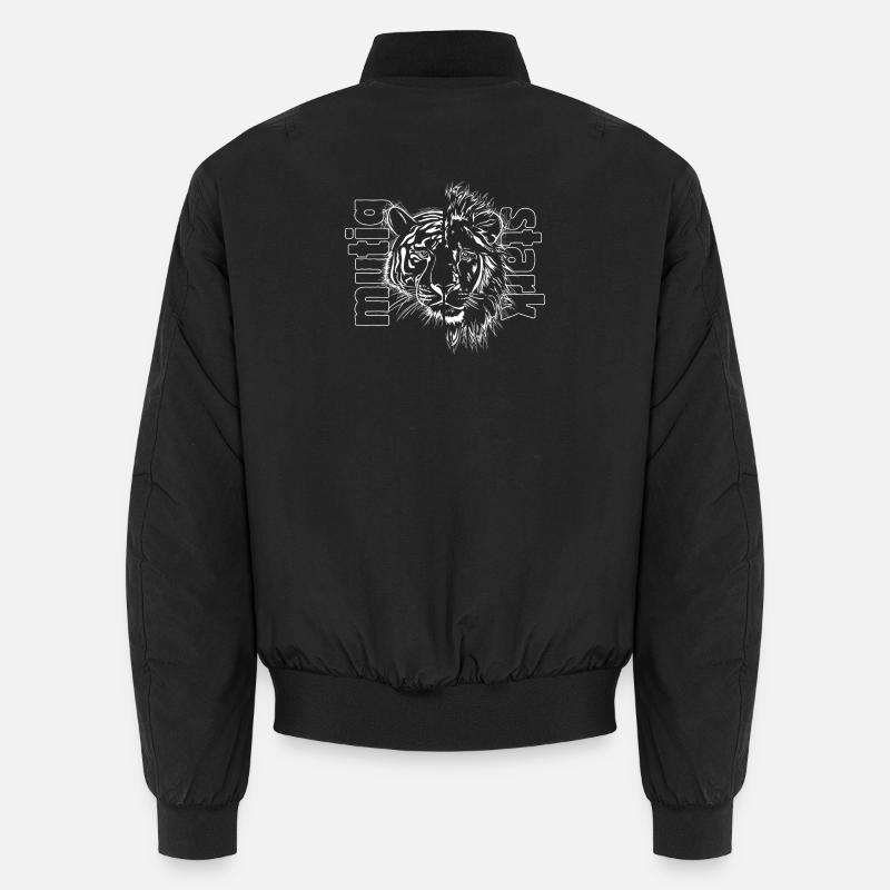 Tiger + Leo "BRAVE AND STRONG" - Unisex Bomber Jacket - black