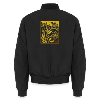 Blumen - Frühling - Be the sunshine - Spruch - Unisex Bomberjacke - Schwarz - Hinten - AI Model Male 185 light (185cm)
