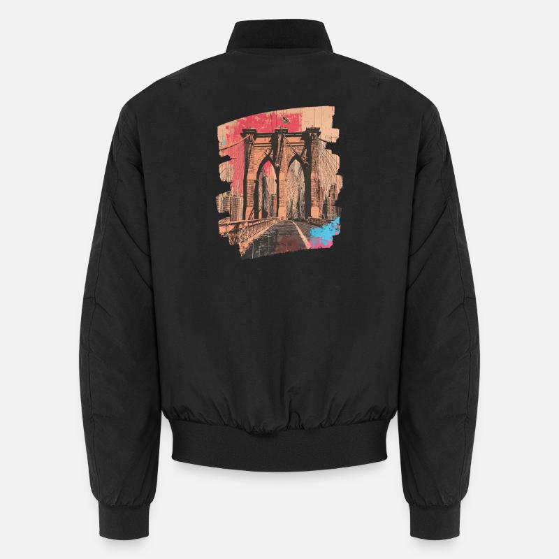 Brooklyn Bridge - Unisex Bomber Jacket - black