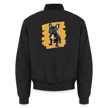 Frenchie Französische Bulldogge - Unisex Bomberjacke - Schwarz - Hinten - AI Model Male 185 light (185cm)