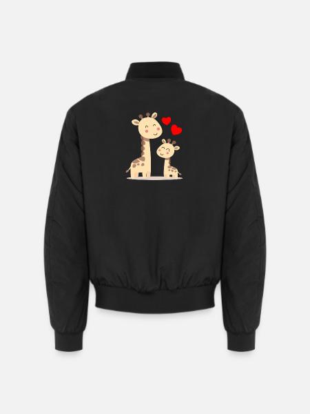 Baby Giraffe mit Mami Giraffe - Unisex Bomberjacke - Schwarz