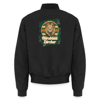 Härzbluetzürcherin Zürich Züri - Unisex Bomberjacke - Schwarz - Hinten - AI Model Male 185 light (185cm)