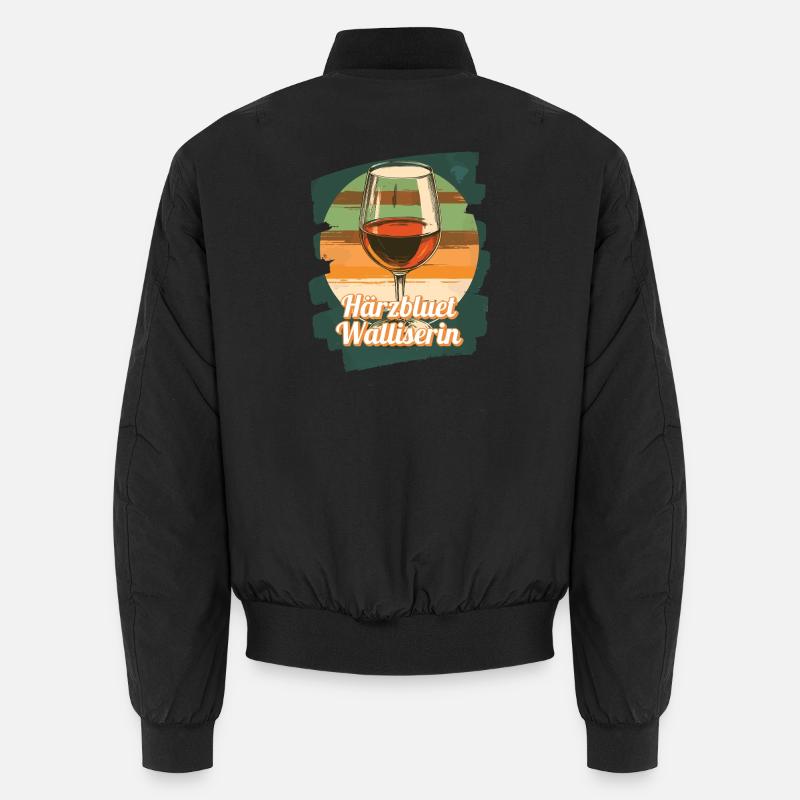Härzbluetwalliser Walliserin Wein Kanton Wallis Unisex Bomberjacke