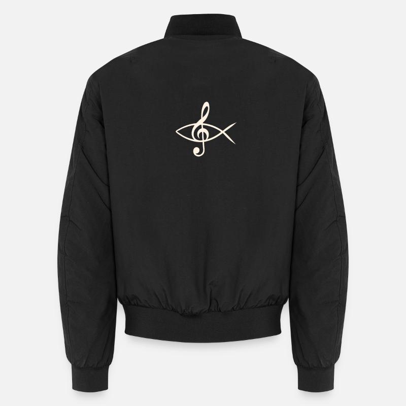 Notenschlüssel Ichthys Jesusfisch Kirchenchor Unisex Bomberjacke