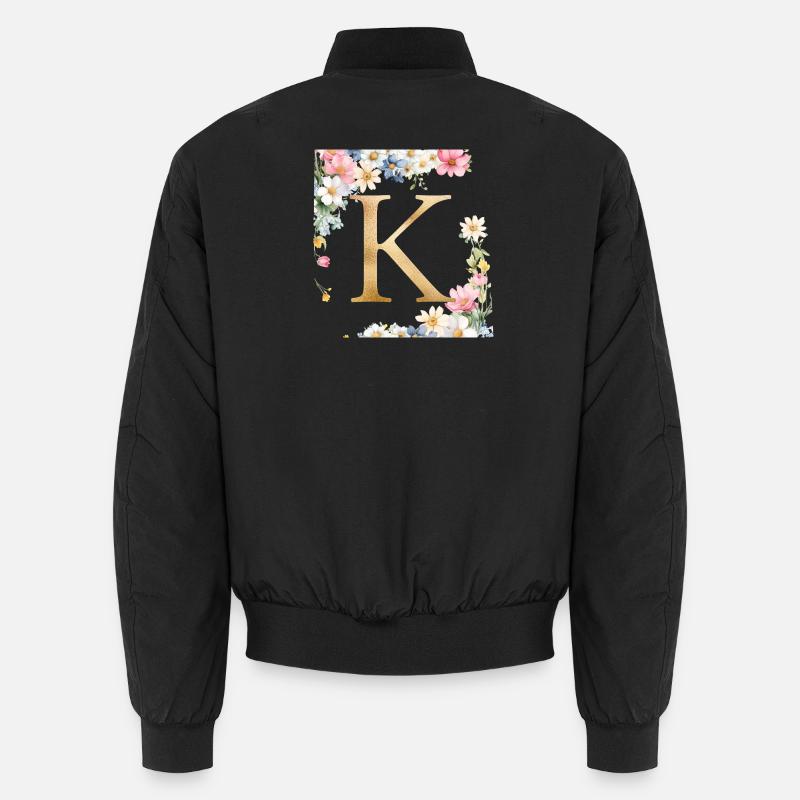 K Monogramm, Floral, personalisierbar Unisex Bomberjacke